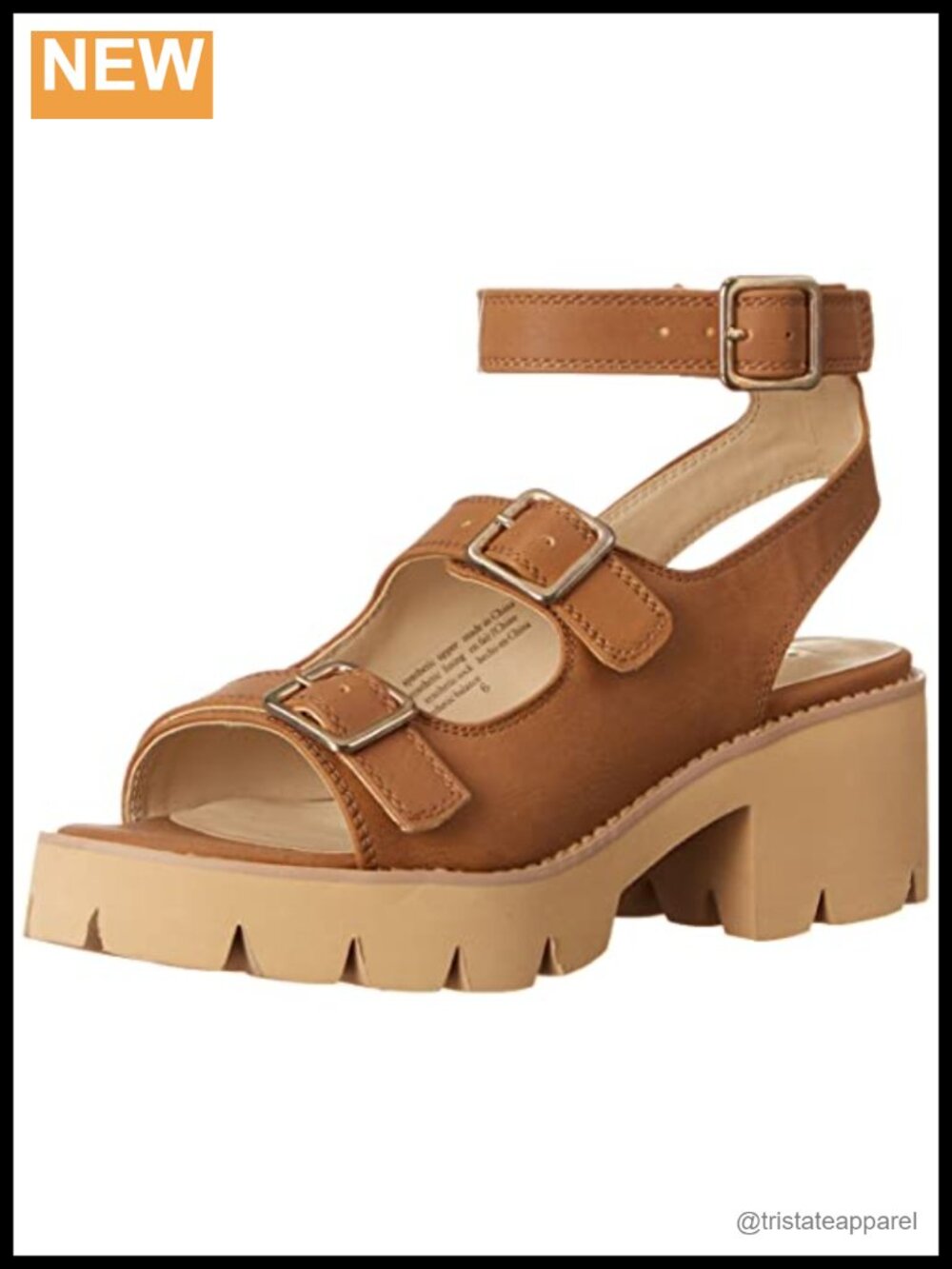 Vegan Leather Block Heel Platform Sandal Ankle Strap Open Toe